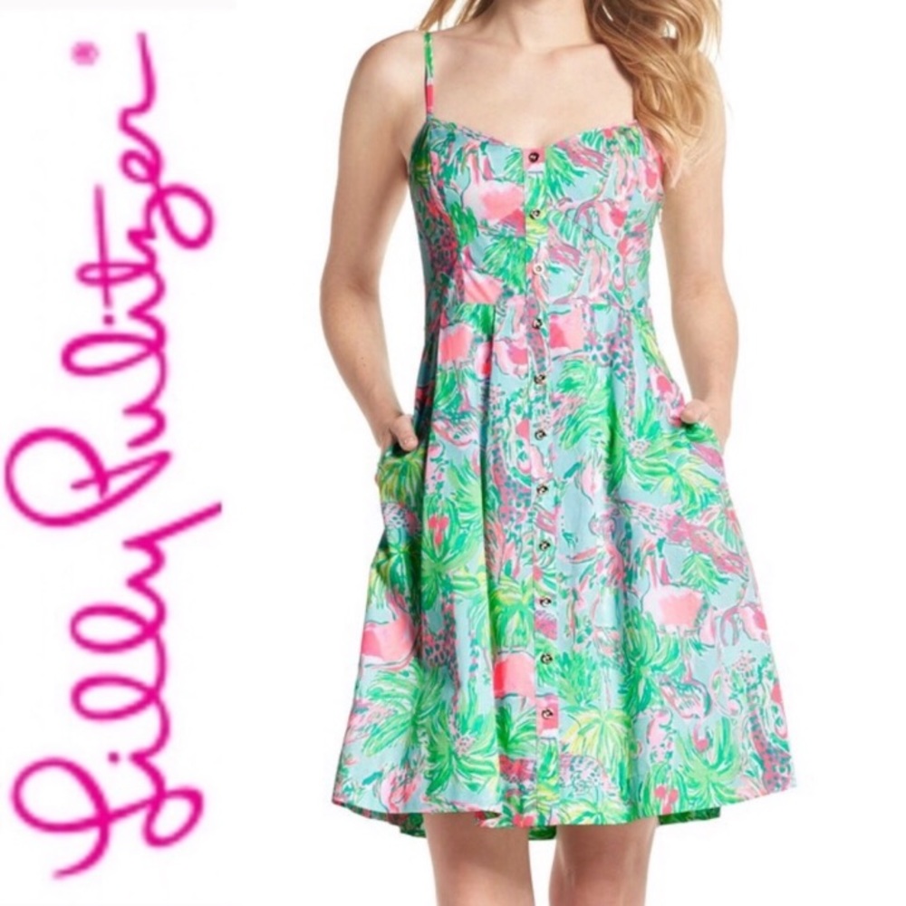 Lilly Pulitzer Easton Fit & Flare Animal Print Dress size 4